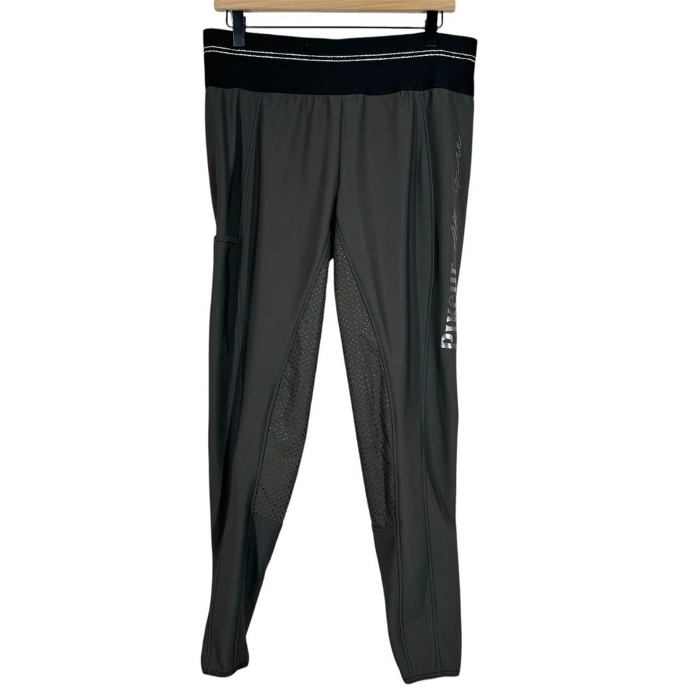 Pikeur Gia Grip Breeches Pants Gray Equestrian Full Seat Women’s Size 46 US 36